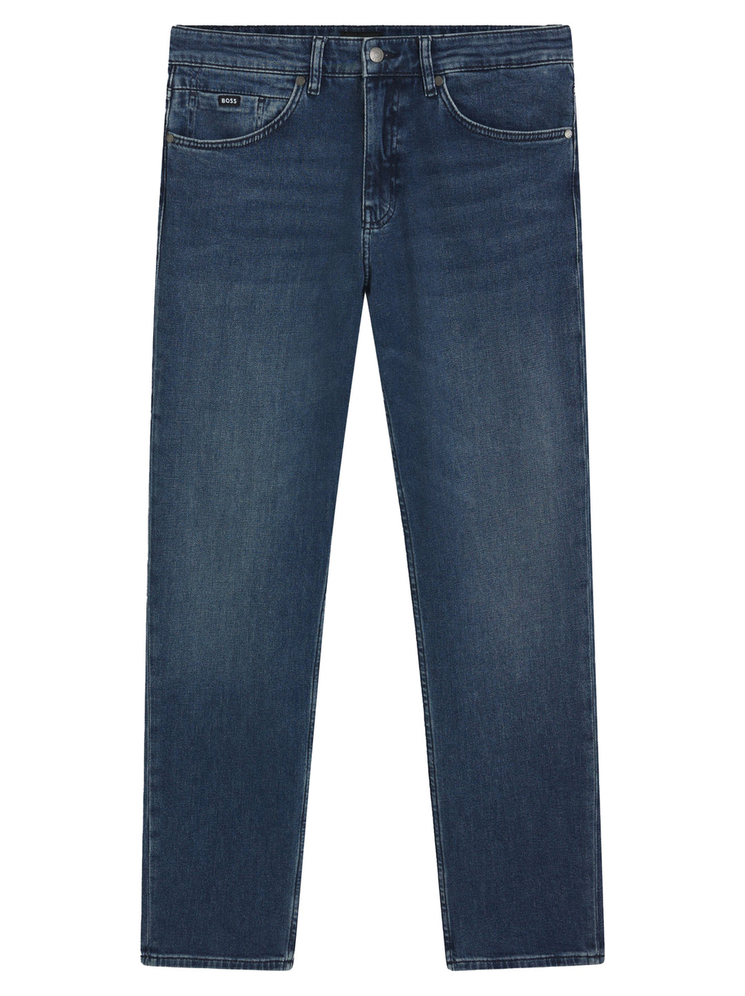 BOSS Maine Regular Fit Jeans – Blauw-98% katoen, 2% elastaan-HEREN BROEKEN-Blauw