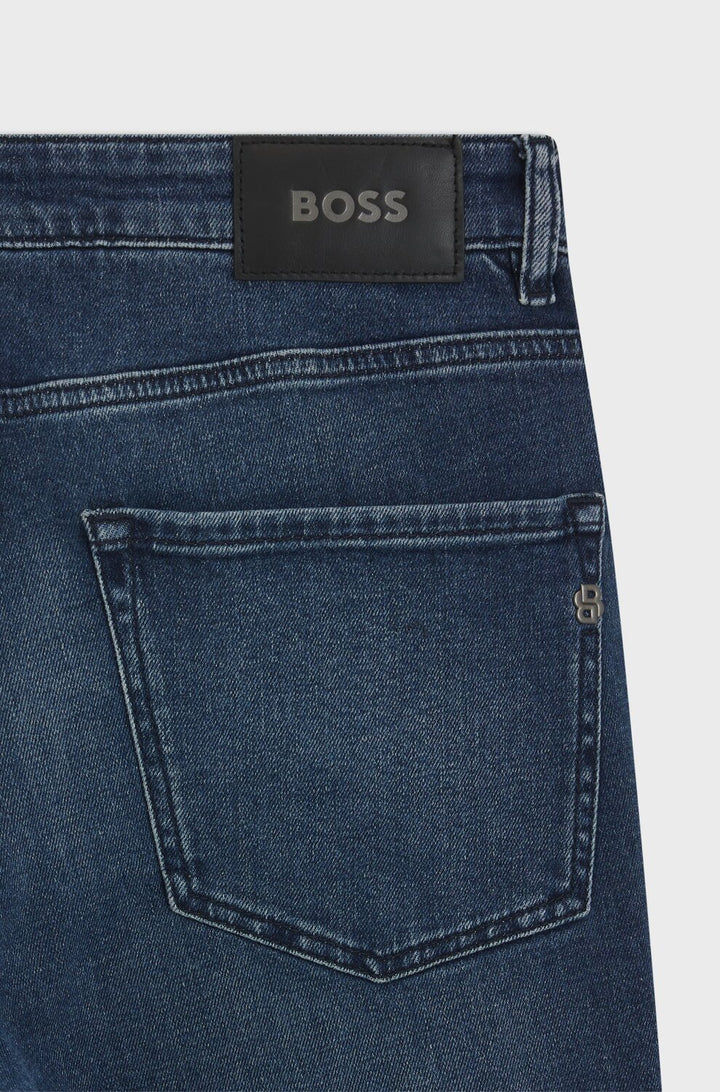 BOSS Maine Regular Fit Jeans – Blauw-98% katoen, 2% elastaan-HEREN BROEKEN-Blauw