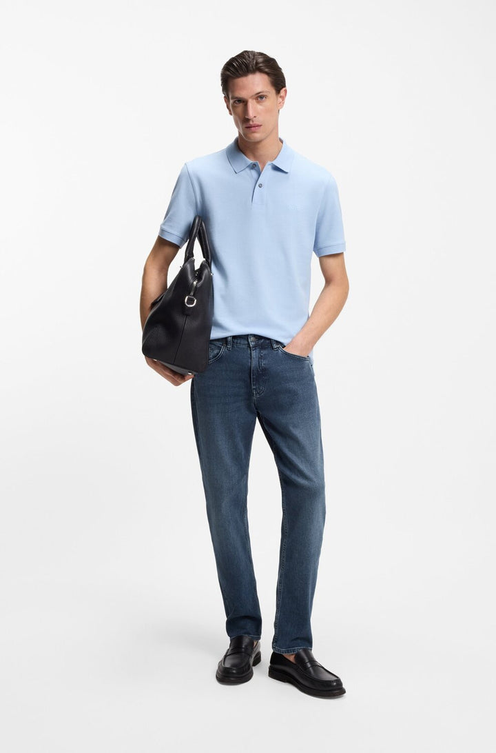 BOSS Maine Regular Fit Jeans – Blauw-98% katoen, 2% elastaan-HEREN BROEKEN-Blauw