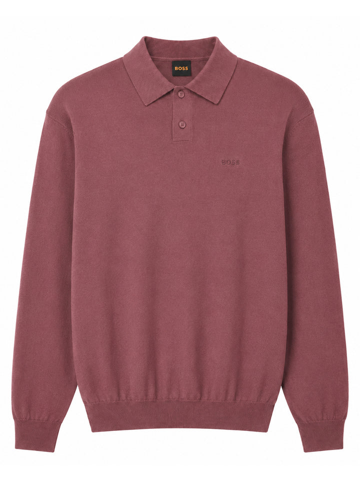 BOSS Orange Asac_PL polo sweater – Rood-85% katoen, 15% kapok-HEREN TRUIEN & VESTEN-Rood