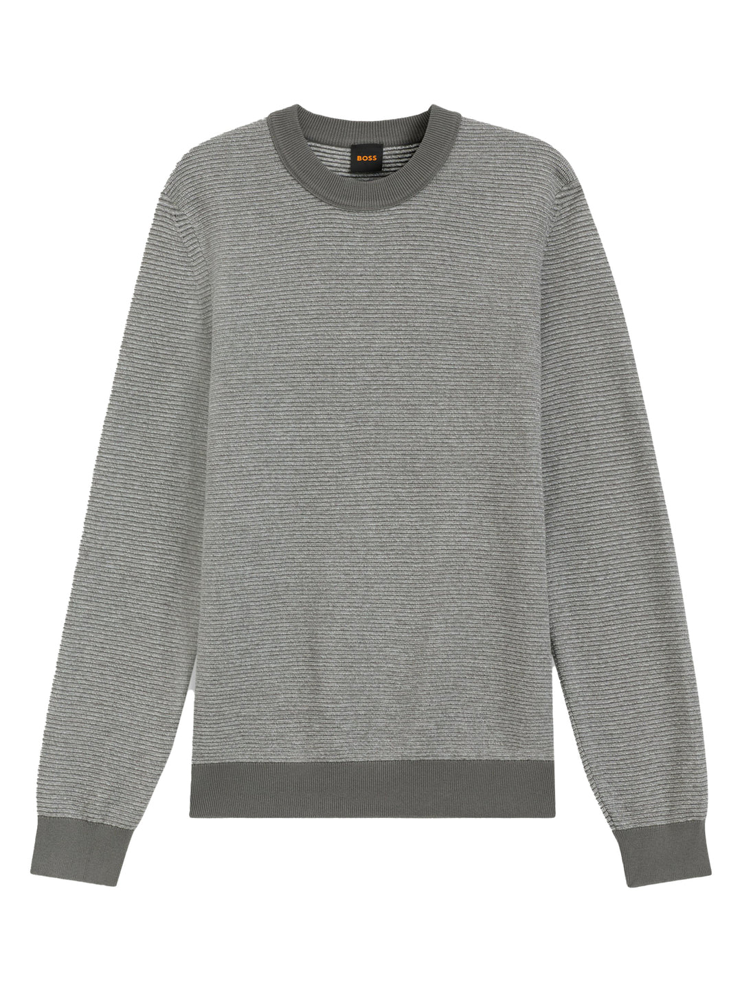 BOSS Orange Aspoki Gebreide Trui – Grijs-85% katoen, 15% kapok-HEREN TRUIEN & VESTEN-Grijs