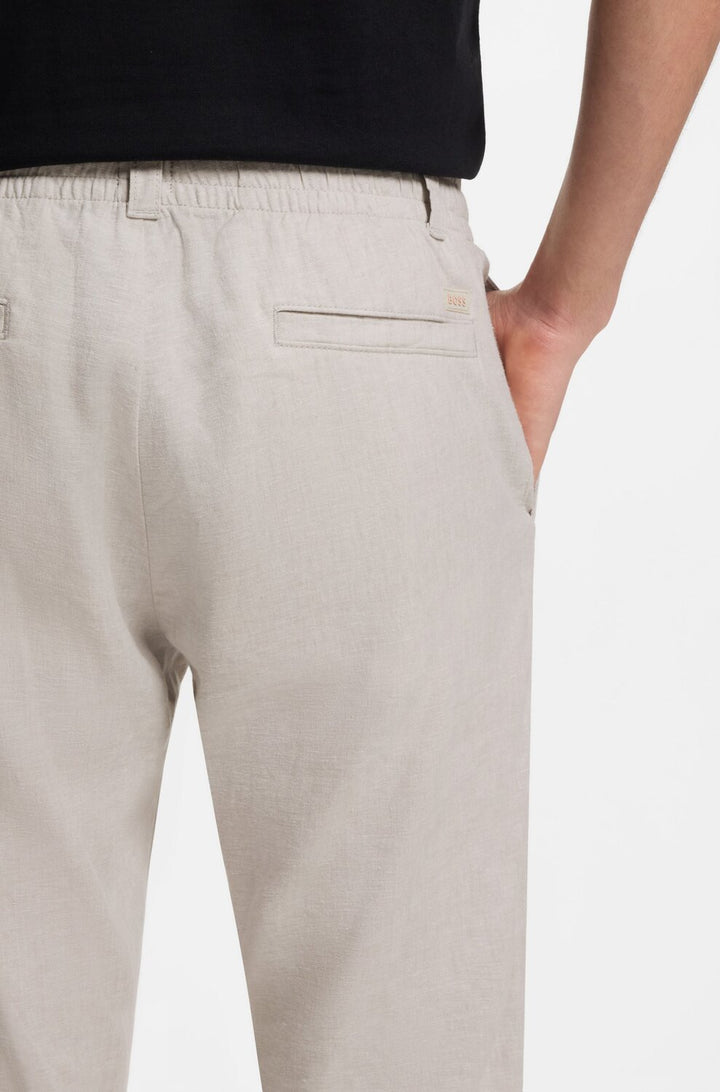 BOSS Orange Broek Sanderson linnenmix -75% linnen, 25% polyester-HEREN BROEKEN-Grijs
