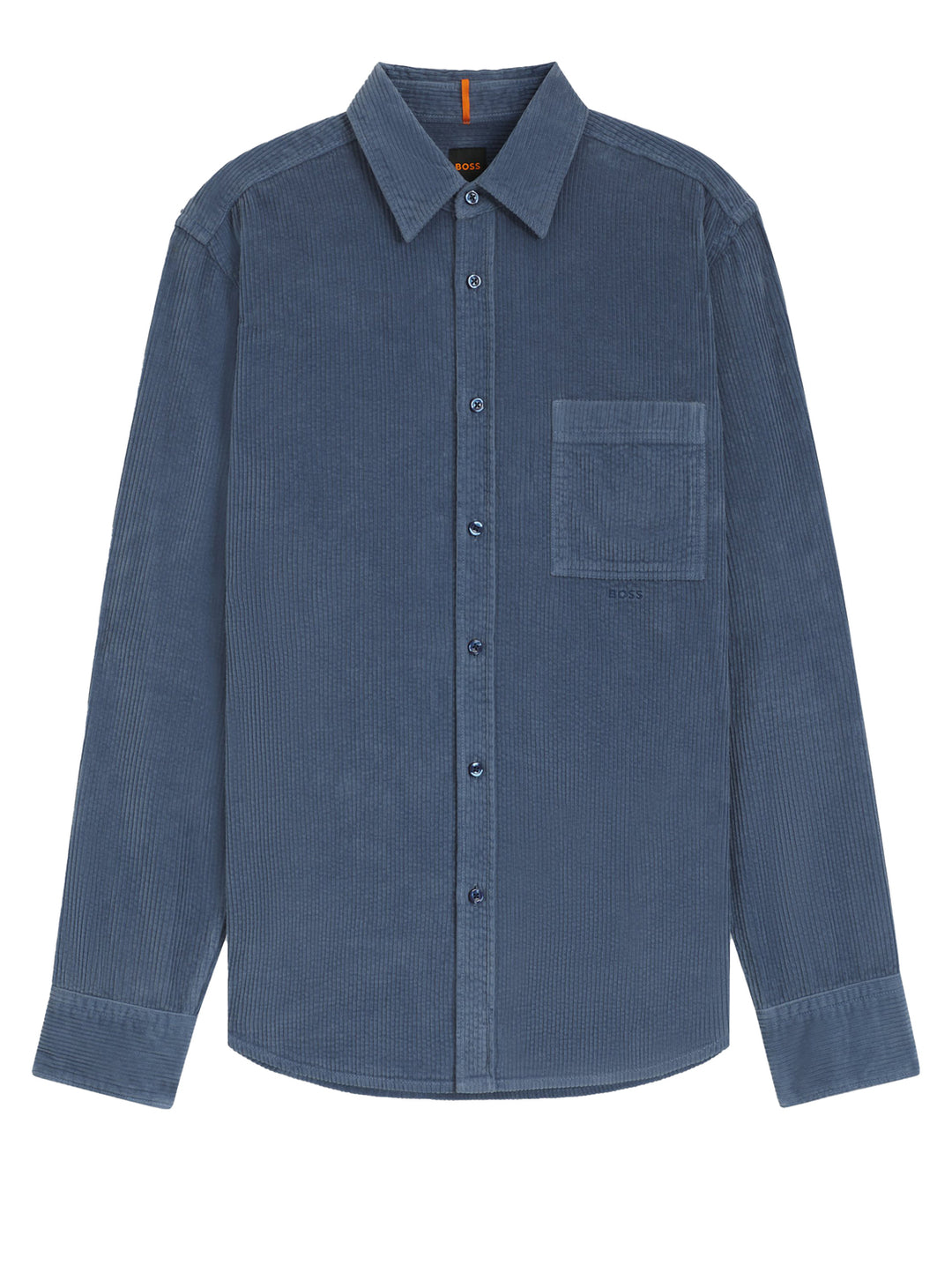 BOSS Orange Casual Shirt – Blauw-100% katoen-HEREN SHIRTS-Blauw