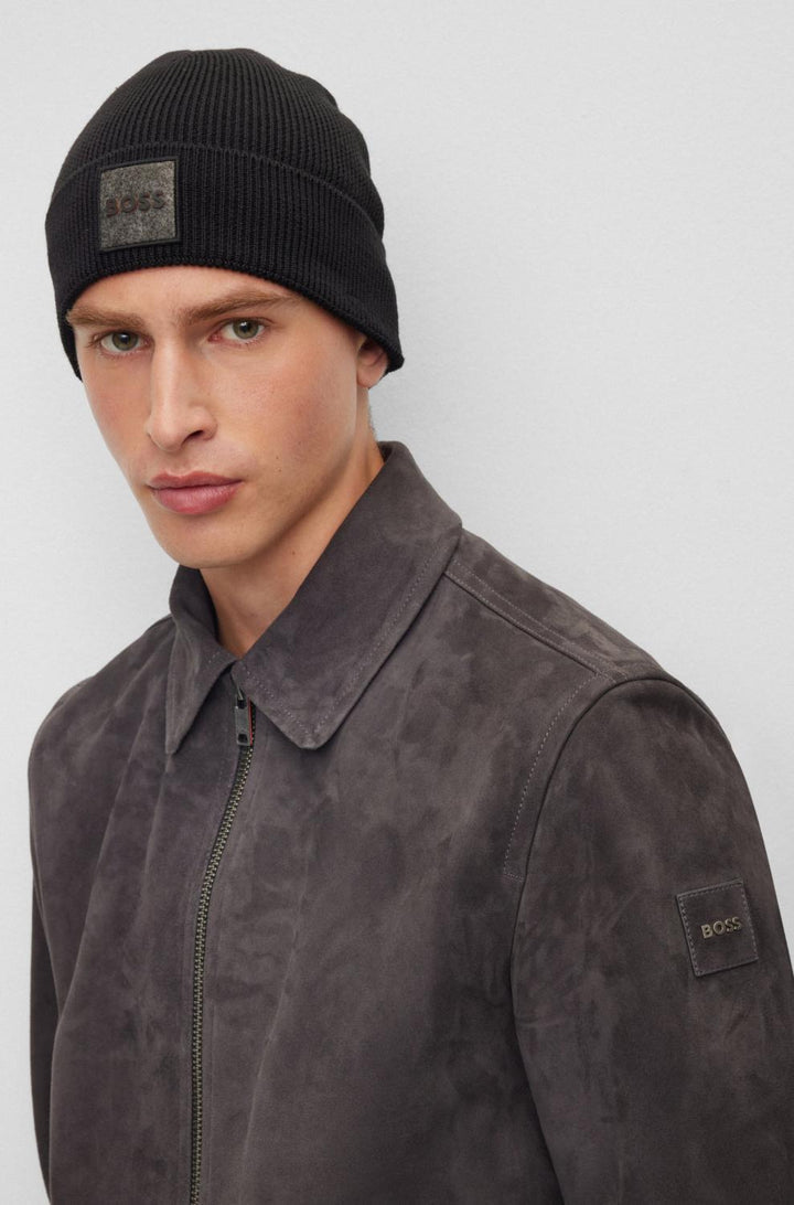 BOSS Orange FOXXY beanie zwart-HEREN ACCESSOIRES-Zwart