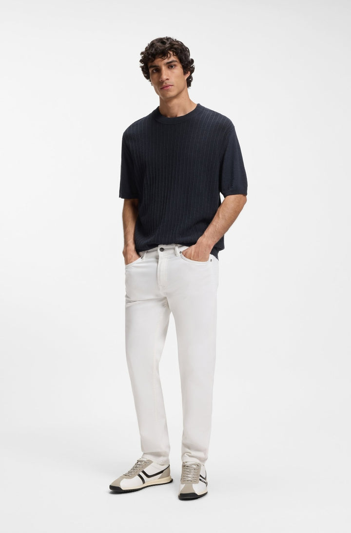 BOSS Orange Kajordino T-Shirt - Blauw -56% linnen, 44% katoen-HEREN POLO'S & T-SHIRTS-Blauw