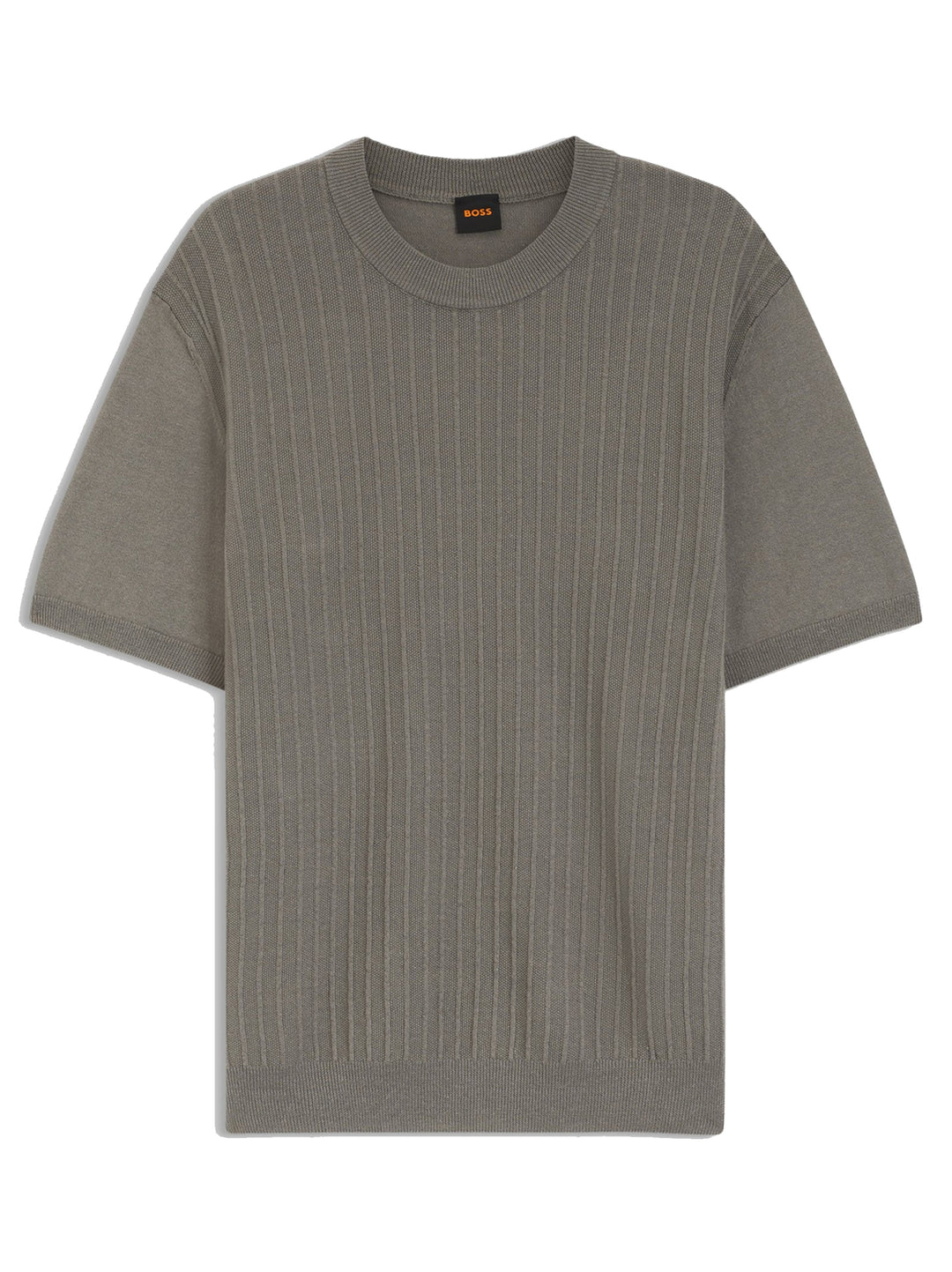 BOSS Orange Kajordino T-Shirt - Grijs-56% linnen, 44% katoen-HEREN POLO'S & T-SHIRTS-Grijs