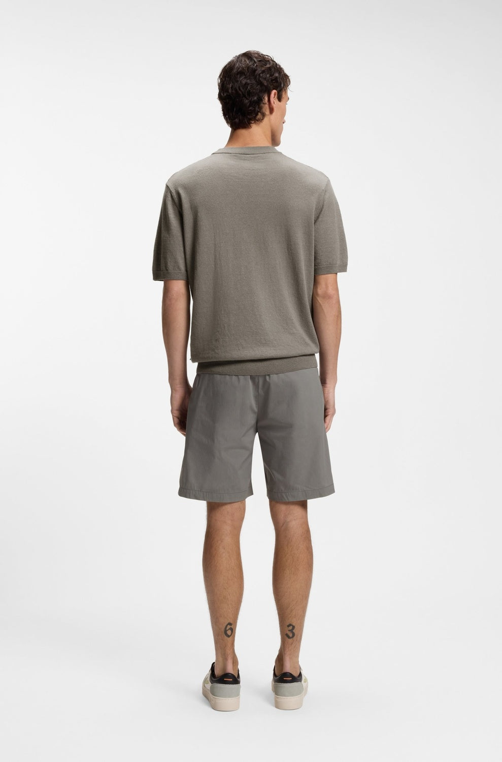 BOSS Orange Kajordino T-Shirt - Grijs-56% linnen, 44% katoen-HEREN POLO'S & T-SHIRTS-Grijs