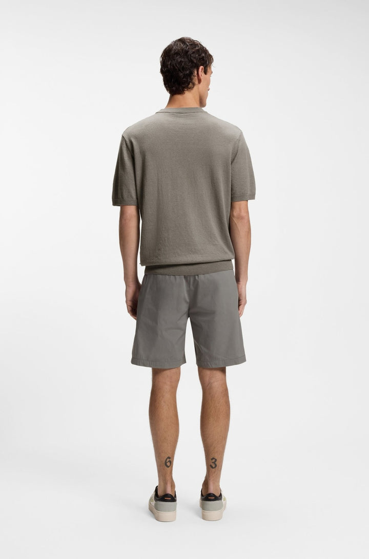 BOSS Orange Kajordino T-Shirt - Grijs-56% linnen, 44% katoen-HEREN POLO'S & T-SHIRTS-Grijs