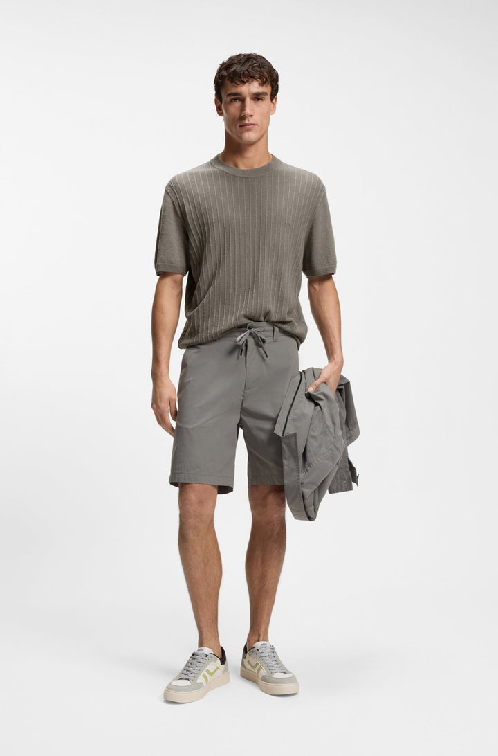 BOSS Orange Kajordino T-Shirt - Grijs-56% linnen, 44% katoen-HEREN POLO'S & T-SHIRTS-Grijs