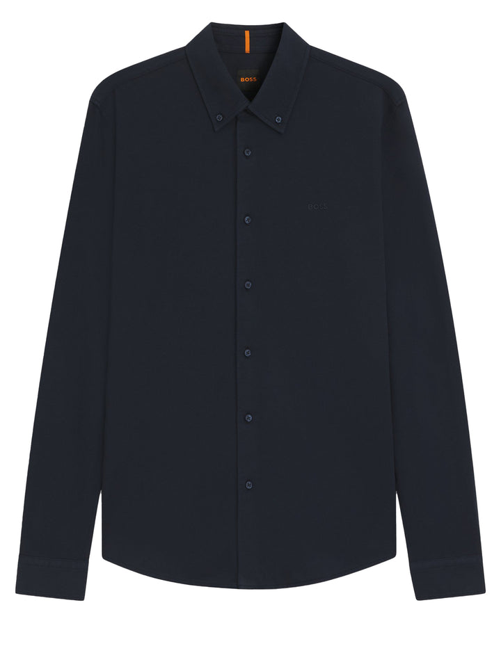 BOSS Orange Kenovano Modern Fit Shirt – Blauw-100% katoen-HEREN SHIRTS-Blauw