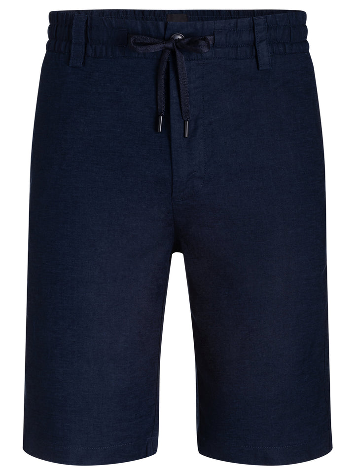 BOSS Orange Linnenmix Chino Short – Blauw-75% linnen, 25% polyester-HEREN BROEKEN-Blauw