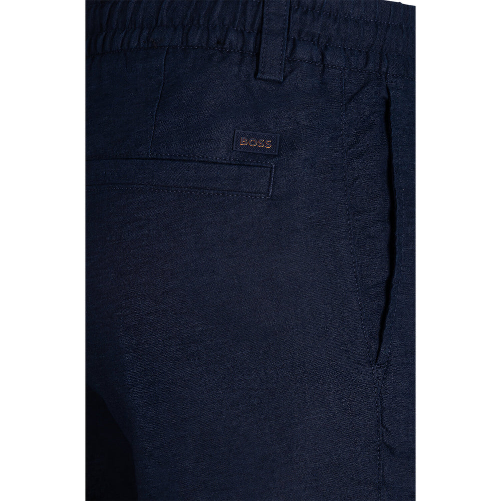 BOSS Orange Linnenmix Chino Short – Blauw-75% linnen, 25% polyester-HEREN BROEKEN-Blauw