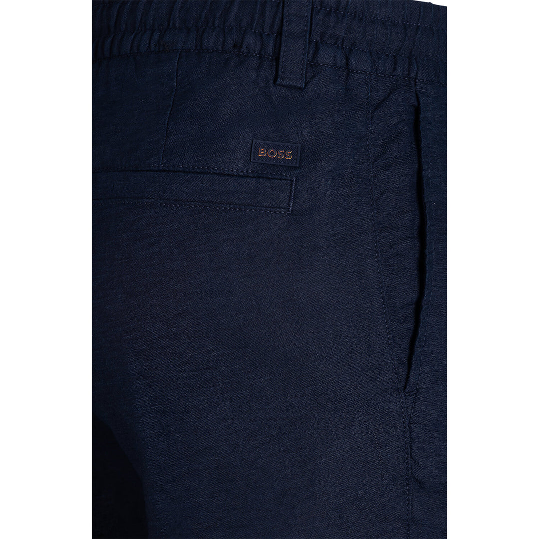 BOSS Orange Linnenmix Chino Short – Blauw-75% linnen, 25% polyester-HEREN BROEKEN-Blauw