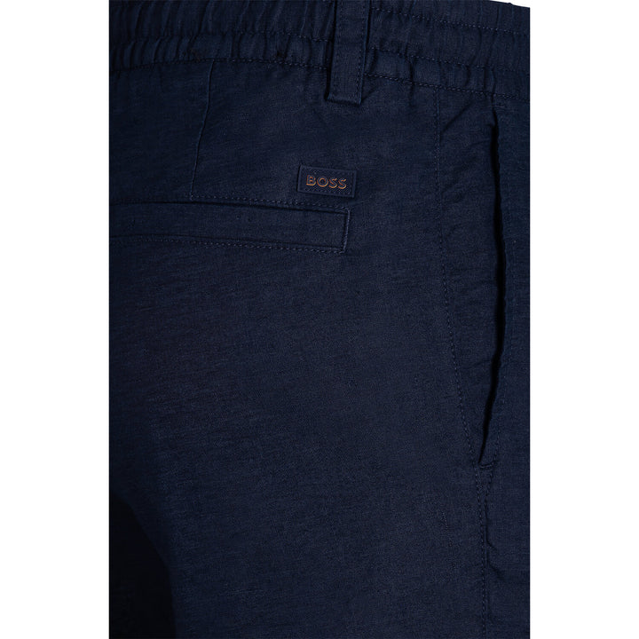 BOSS Orange Linnenmix Chino Short – Blauw-75% linnen, 25% polyester-HEREN BROEKEN-Blauw