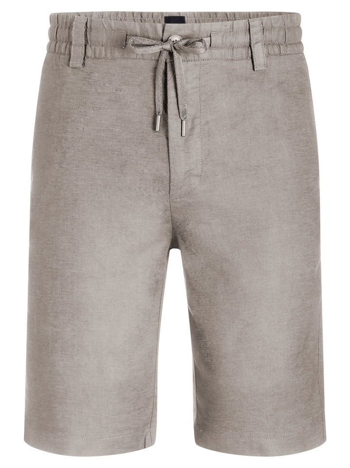 BOSS Orange Linnenmix Chino Short – Grijs-75% linnen, 25% polyester-HEREN BROEKEN-Grijs