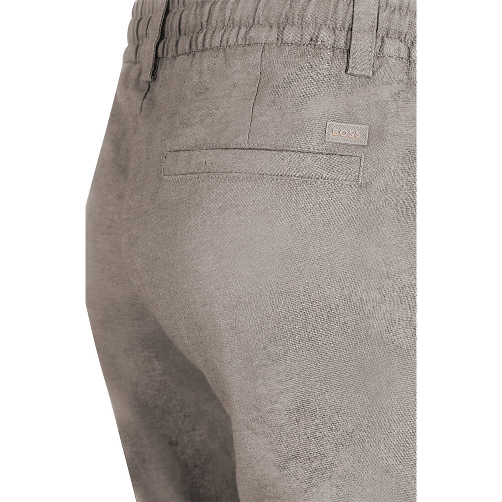 BOSS Orange Linnenmix Chino Short – Grijs-75% linnen, 25% polyester-HEREN BROEKEN-Grijs