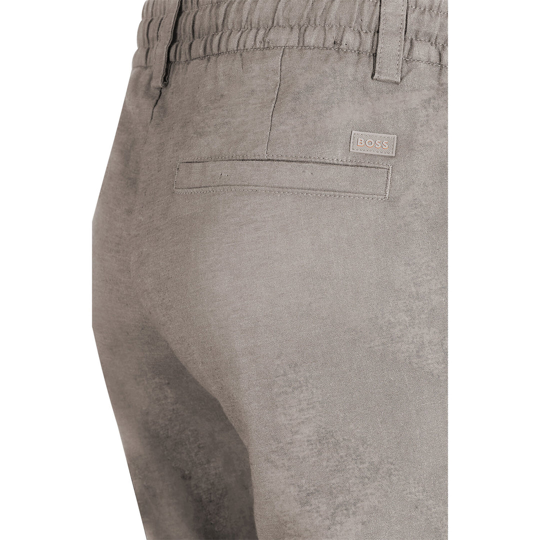 BOSS Orange Linnenmix Chino Short – Grijs-75% linnen, 25% polyester-HEREN BROEKEN-Grijs