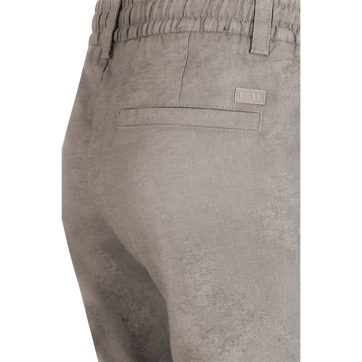 BOSS Orange Linnenmix Chino Short – Grijs-75% linnen, 25% polyester-HEREN BROEKEN-Grijs