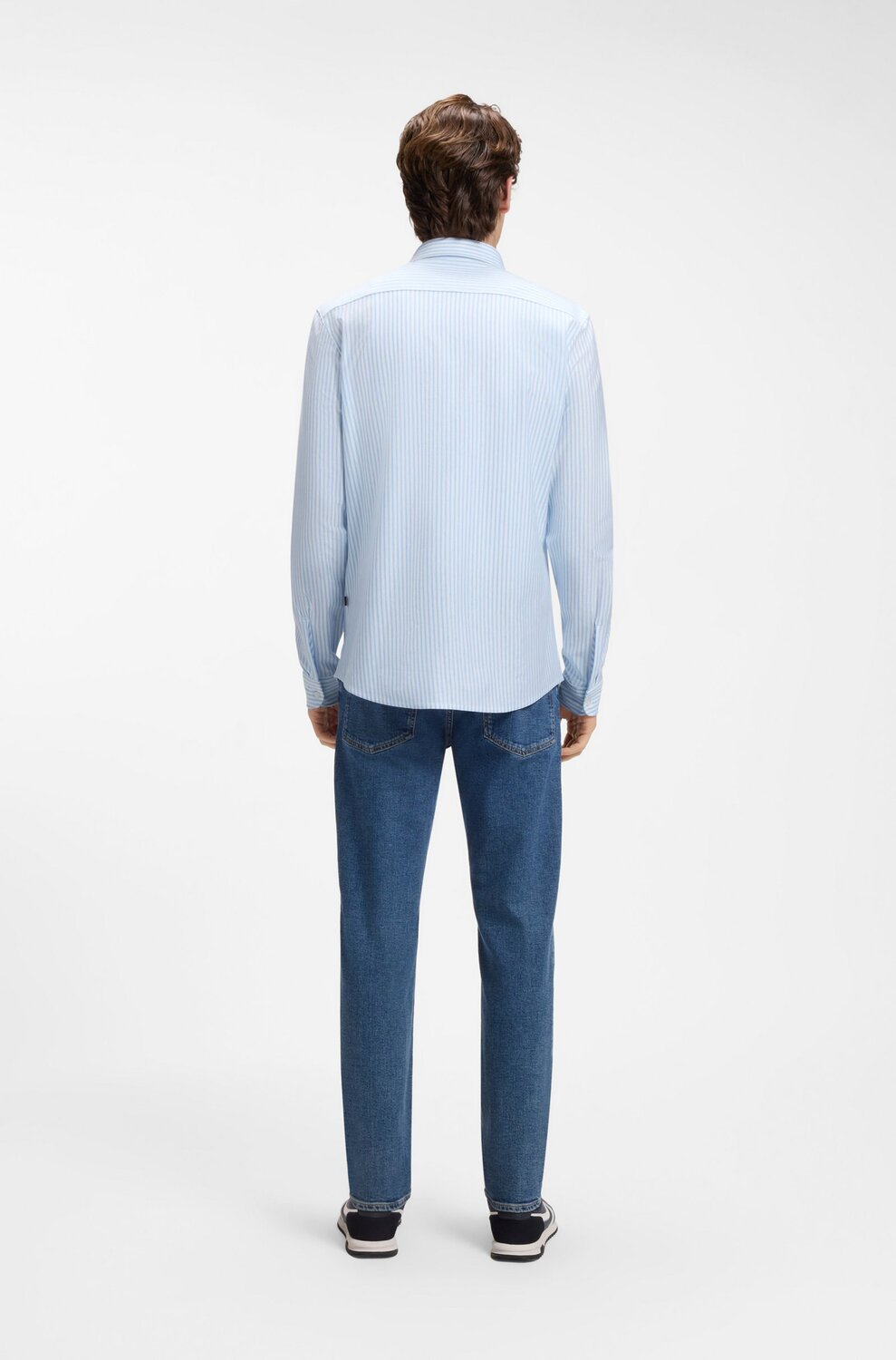 BOSS Orange Mysoft_2_M Slim Fit Overhemd – Blauw-100% katoen-HEREN SHIRTS-Blauw