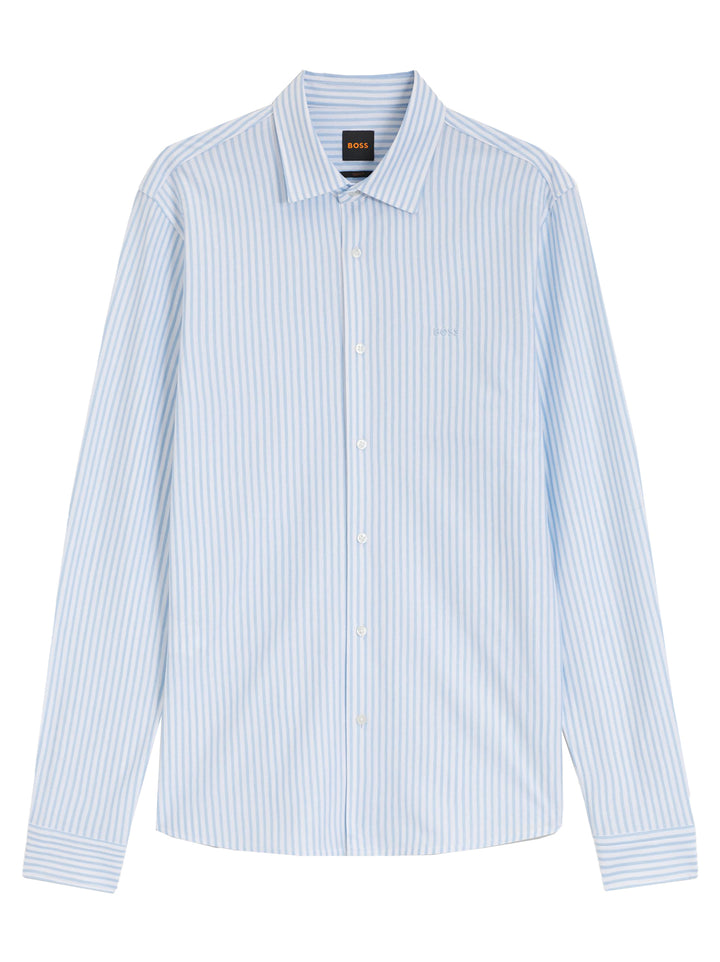 BOSS Orange Mysoft_2_M Slim Fit Overhemd – Blauw-100% katoen-HEREN SHIRTS-Blauw