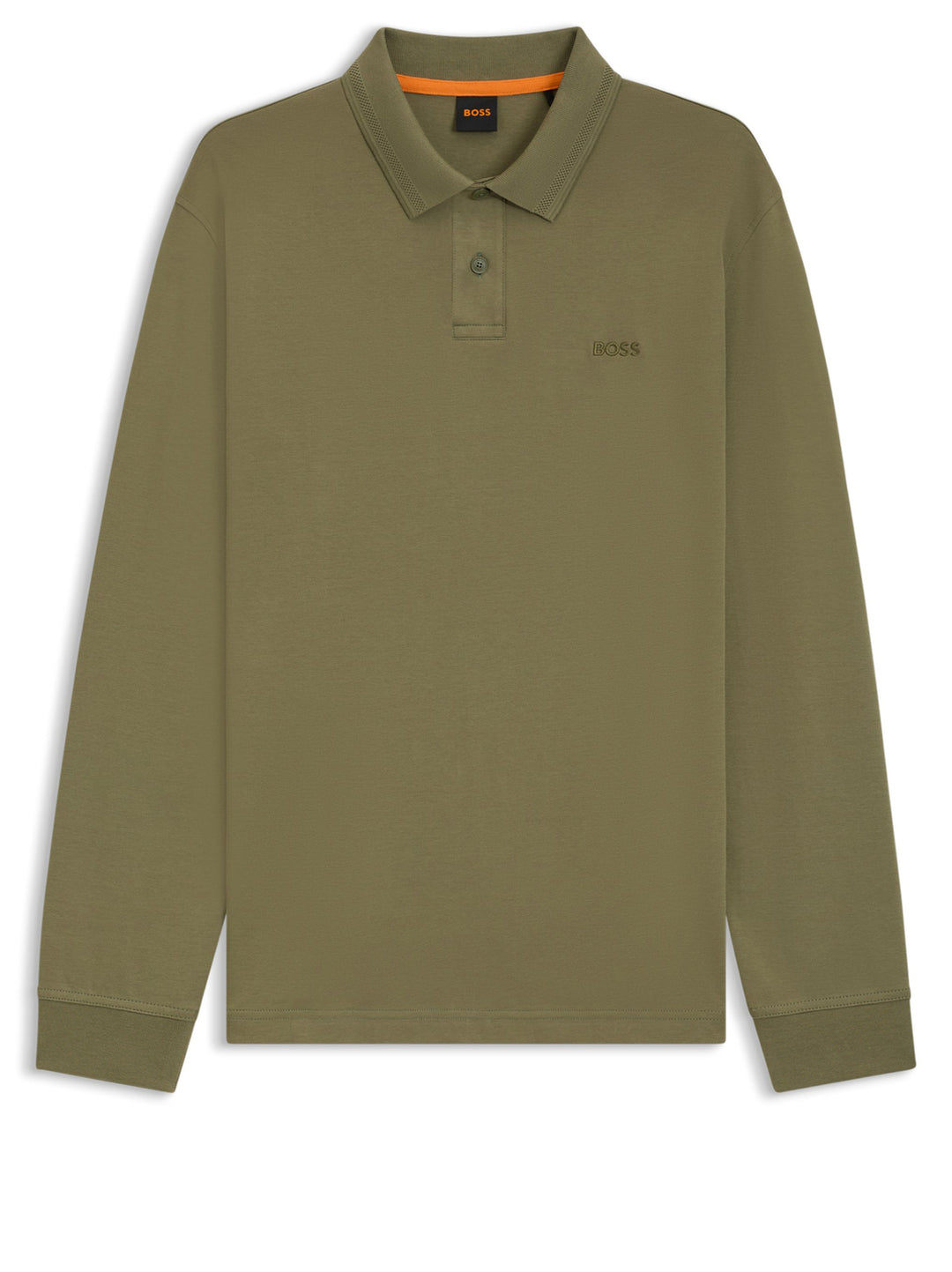 BOSS Orange Passenger Longsleeve Polo – Groen-100% katoen-HEREN POLO'S & T-SHIRTS-Groen