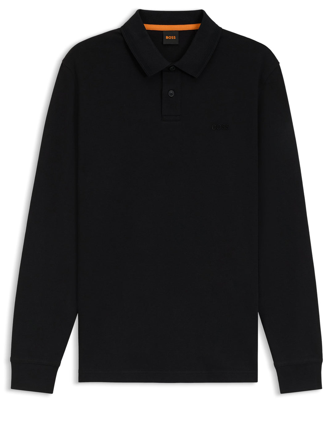 BOSS Orange Passenger Longsleeve Polo – Zwart-100& katoen-HEREN POLO'S & T-SHIRTS-Zwart