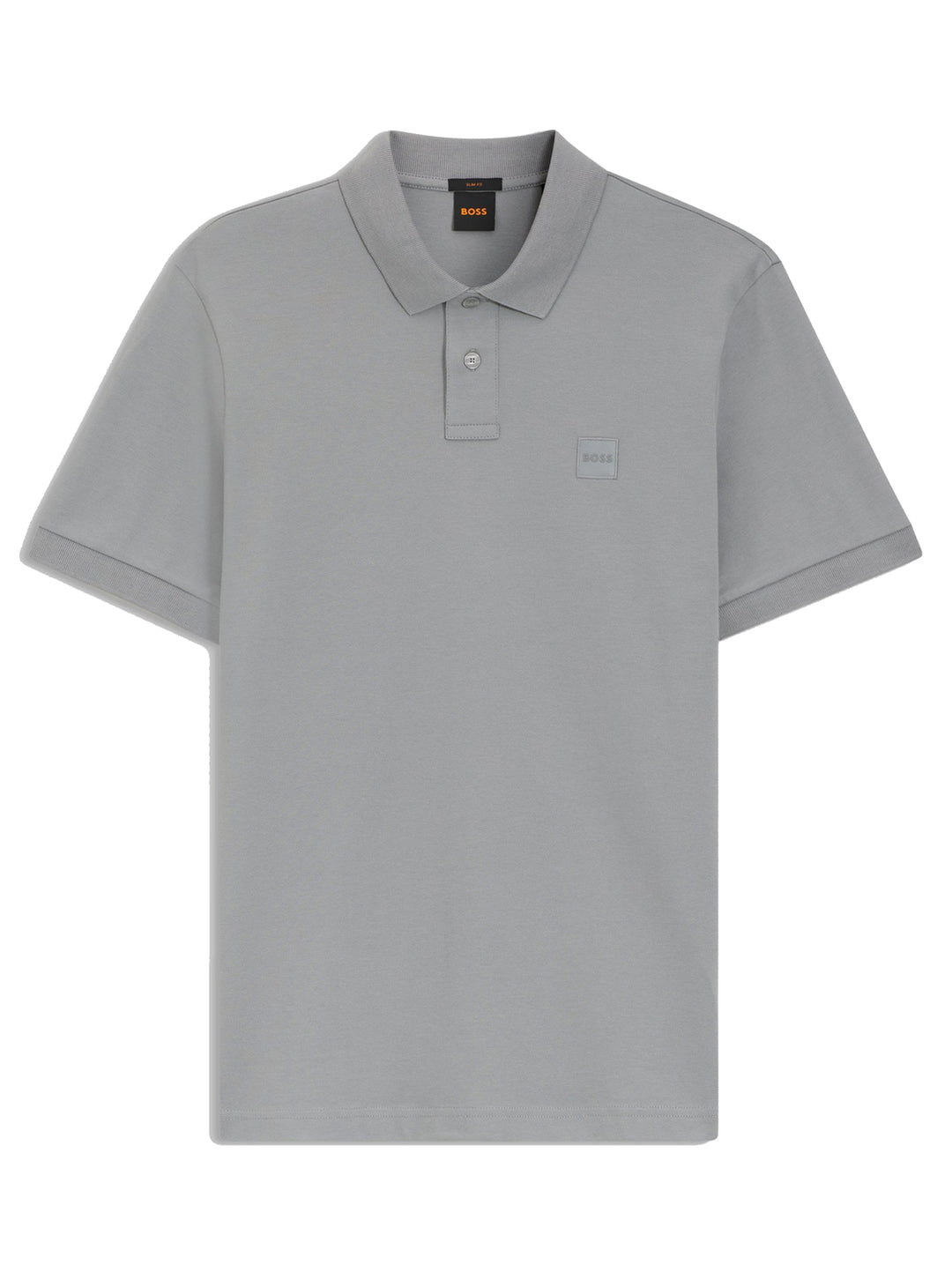 BOSS Orange Passenger Slim-Fit Polo - Grijs-95% katoen, 5% elastaan-HEREN POLO'S & T-SHIRTS-Grijs
