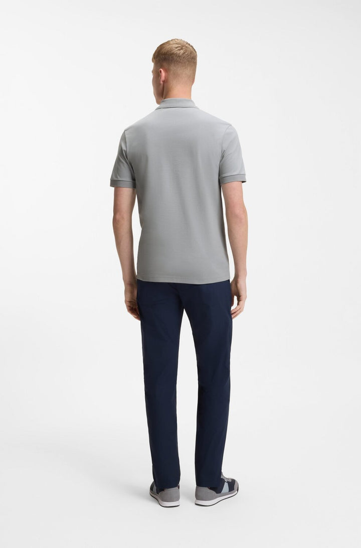 BOSS Orange Passenger Slim-Fit Polo - Grijs-95% katoen, 5% elastaan-HEREN POLO'S & T-SHIRTS-Grijs