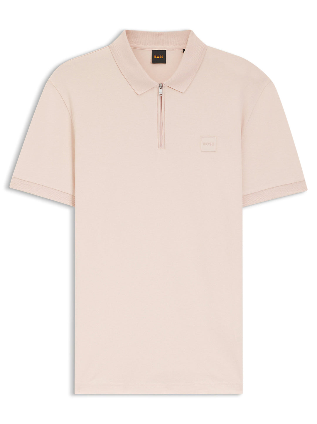 BOSS Orange Passerzip Polo – Roze-95% katoen, 5% elastaan-HEREN POLO'S & T-SHIRTS-Roze