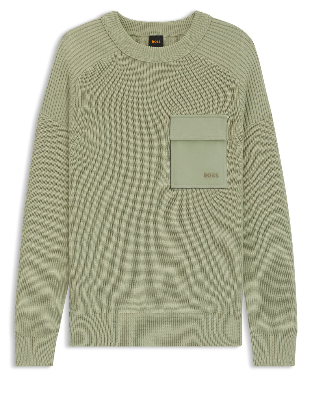 BOSS Orange Pocket Knit Trui – Groen-100% katoen-HEREN TRUIEN & VESTEN-Groen