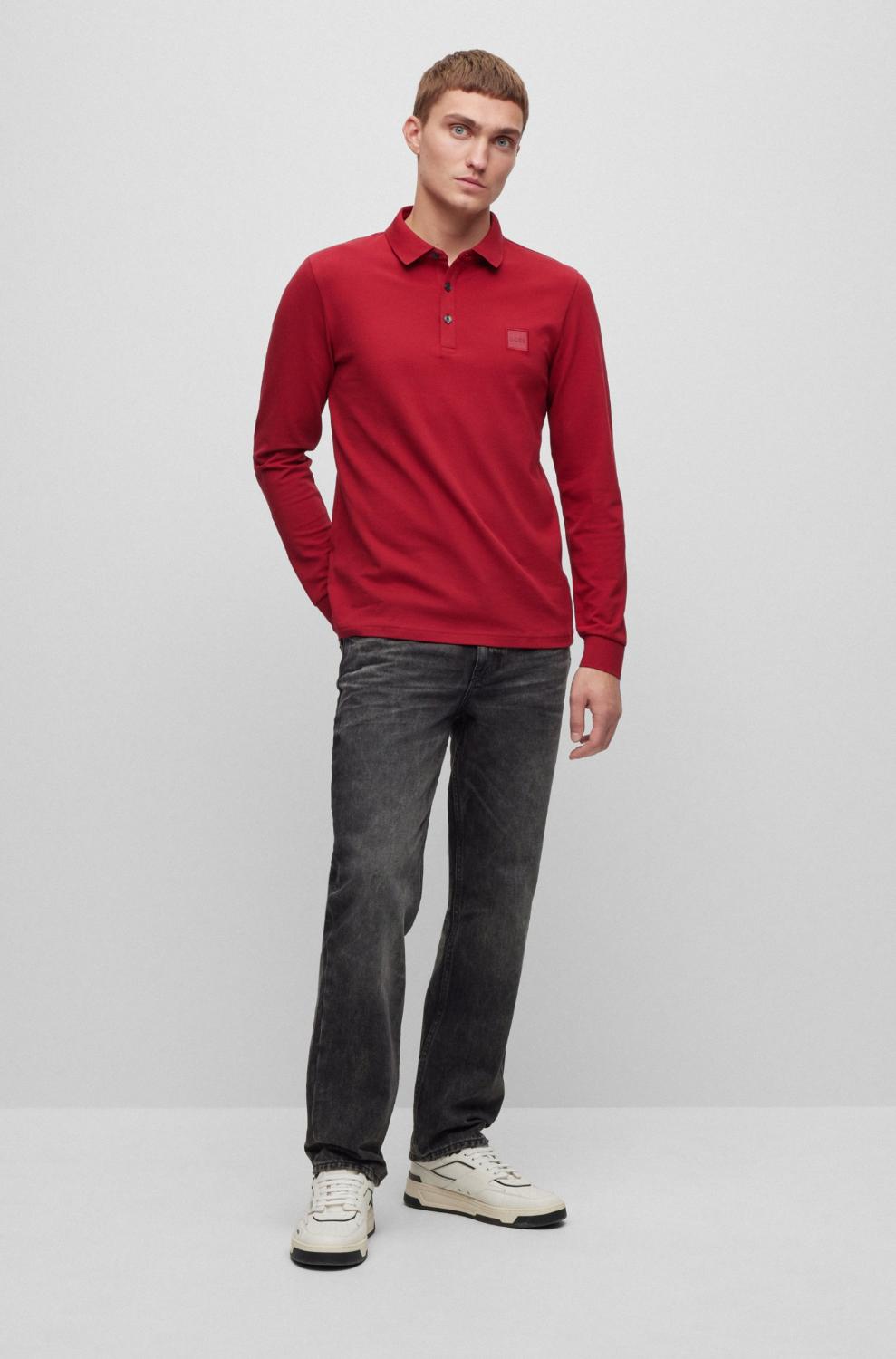 BOSS Orange polo PASSERBY-97% katoen, 3% elasthaan-HEREN POLO'S & T-SHIRTS-Rood