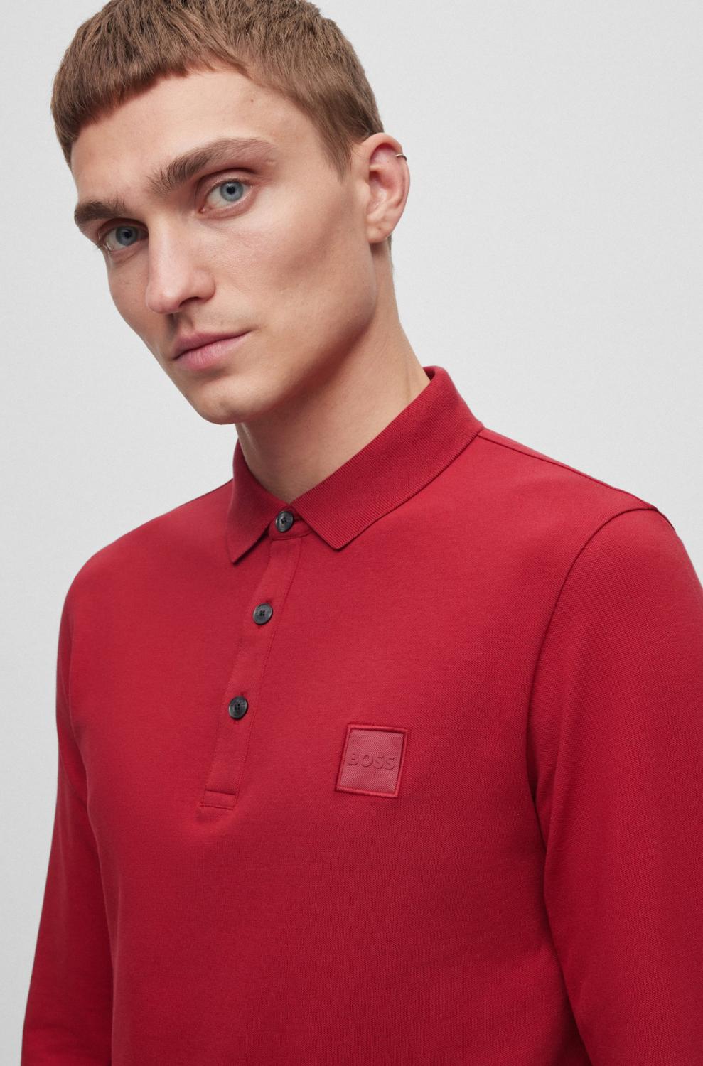 BOSS Orange polo PASSERBY-97% katoen, 3% elasthaan-HEREN POLO'S & T-SHIRTS-Rood