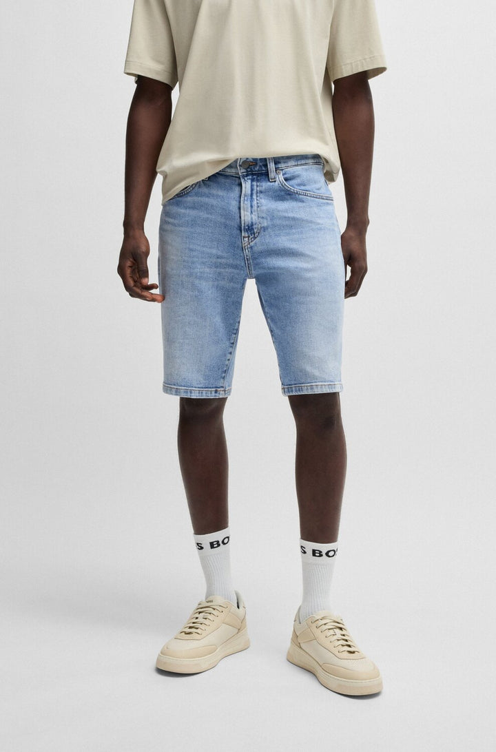 BOSS Orange regular-fit Maine-short-Kwaliteit: 98% Katoen, 2% Elastan<br />-HEREN BROEKEN-Blauw