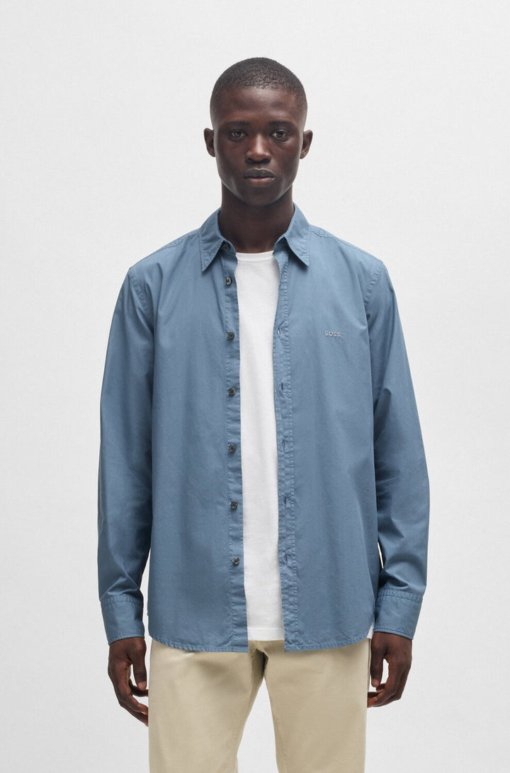 BOSS Orange Regular-fit overhemd-Kwaliteit: 100% Katoen-HEREN SHIRTS-Blauw