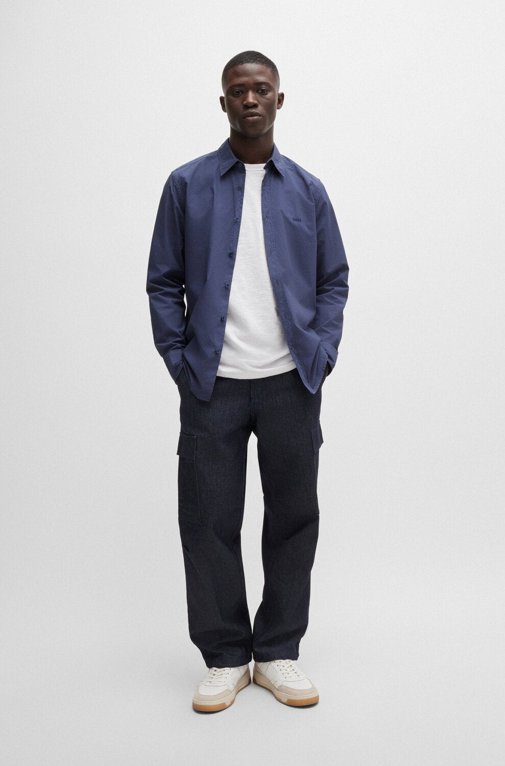 BOSS Orange Regular-fit overhemd -Kwaliteit: 100% Katoen-HEREN SHIRTS-Blauw