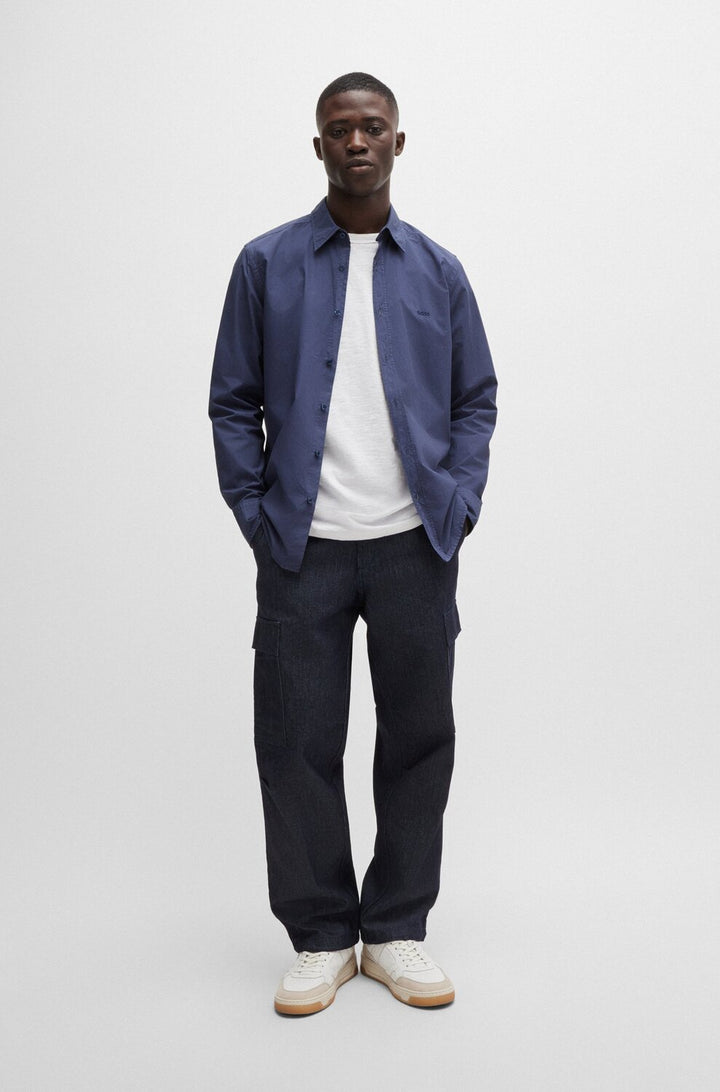 BOSS Orange Regular-fit overhemd -Kwaliteit: 100% Katoen-HEREN SHIRTS-Blauw