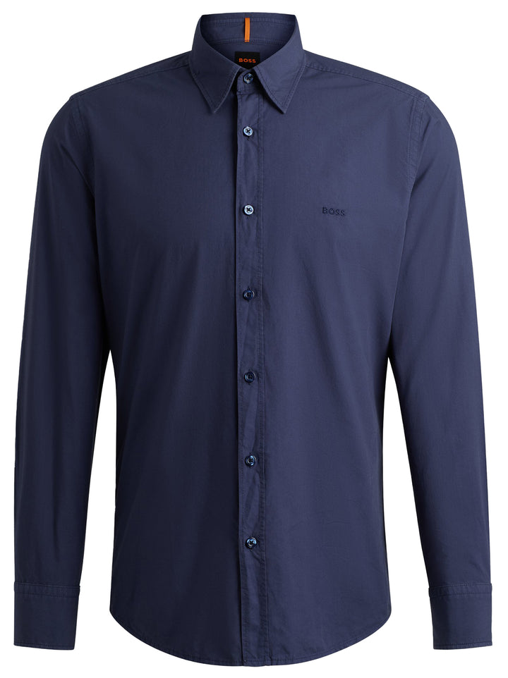 BOSS Orange Regular-fit overhemd -Kwaliteit: 100% Katoen-HEREN SHIRTS-Blauw
