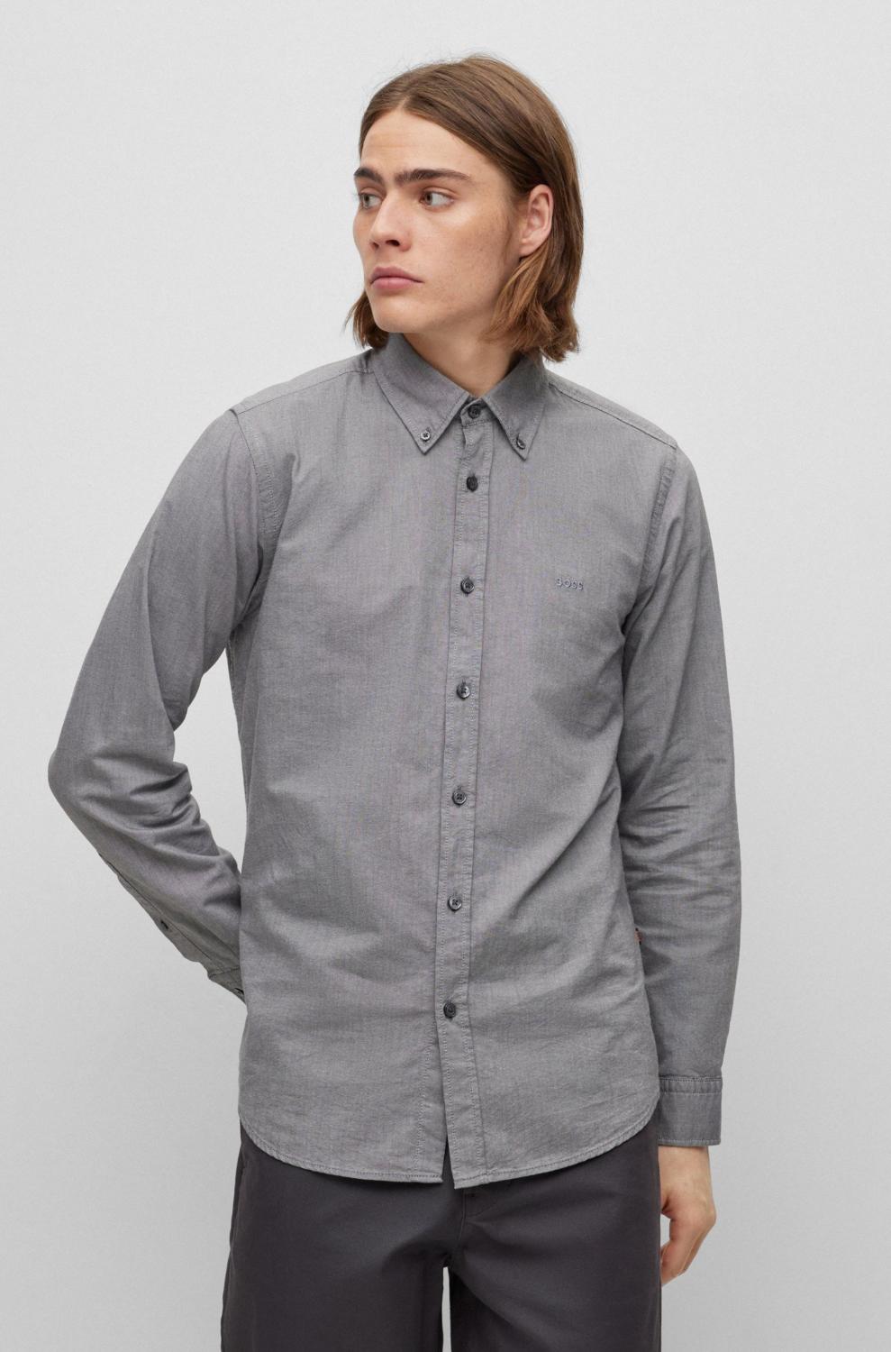 BOSS Orange regular fit shirt RICKERT-100% katoen-HEREN SHIRTS-Zwart