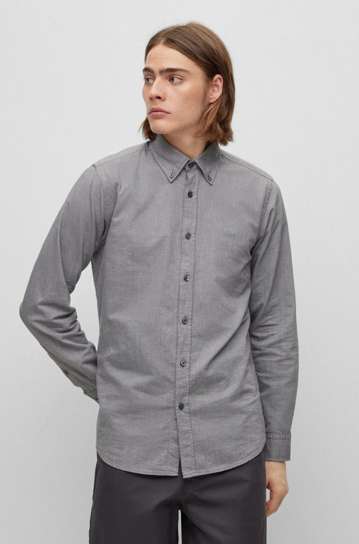 BOSS Orange regular fit shirt RICKERT-100% katoen-HEREN SHIRTS-Zwart