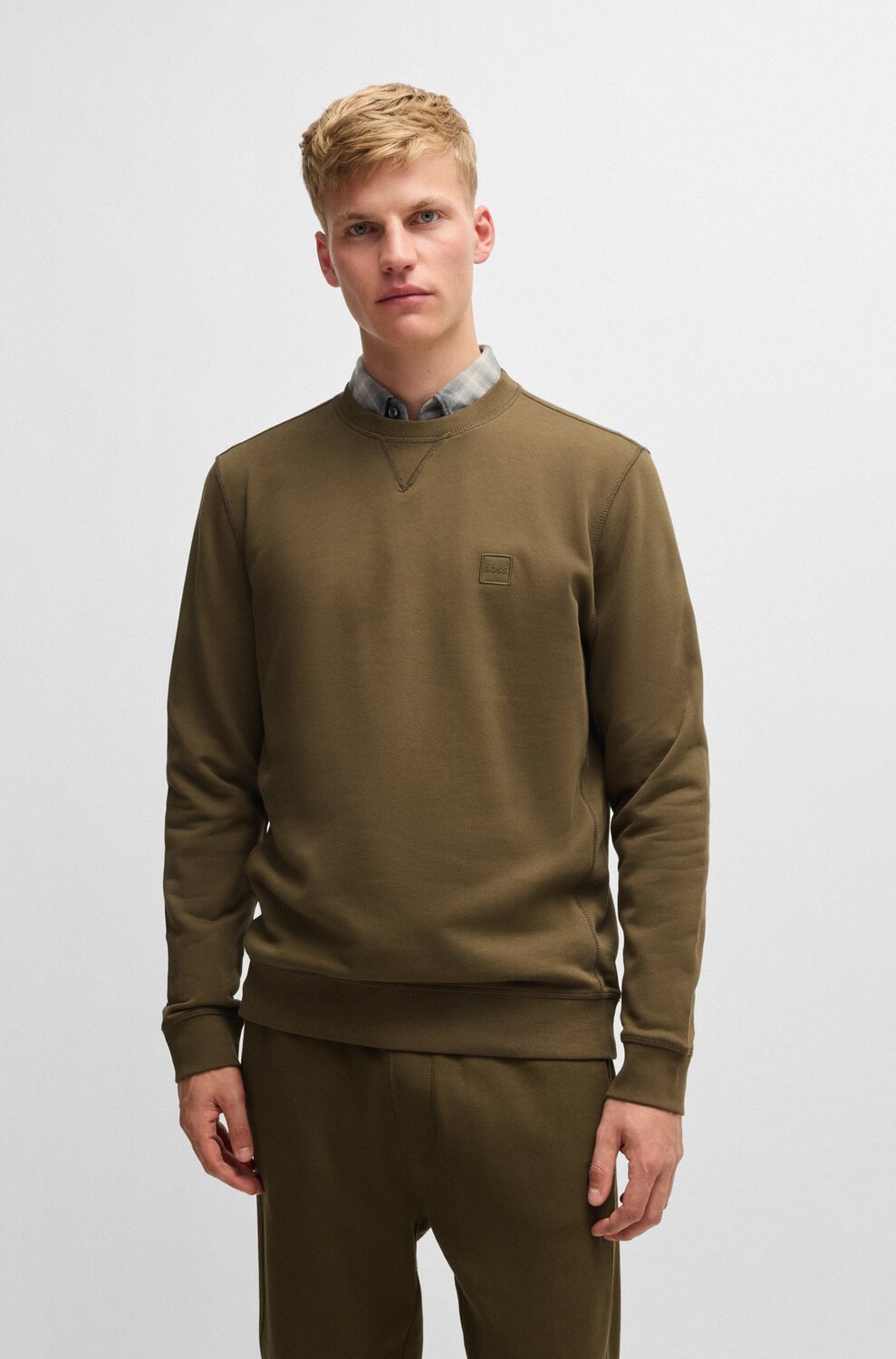 BOSS Orange Regular-fit sweatshirt -Kwaliteit: 100% Katoen-HEREN TRUIEN & VESTEN-Groen