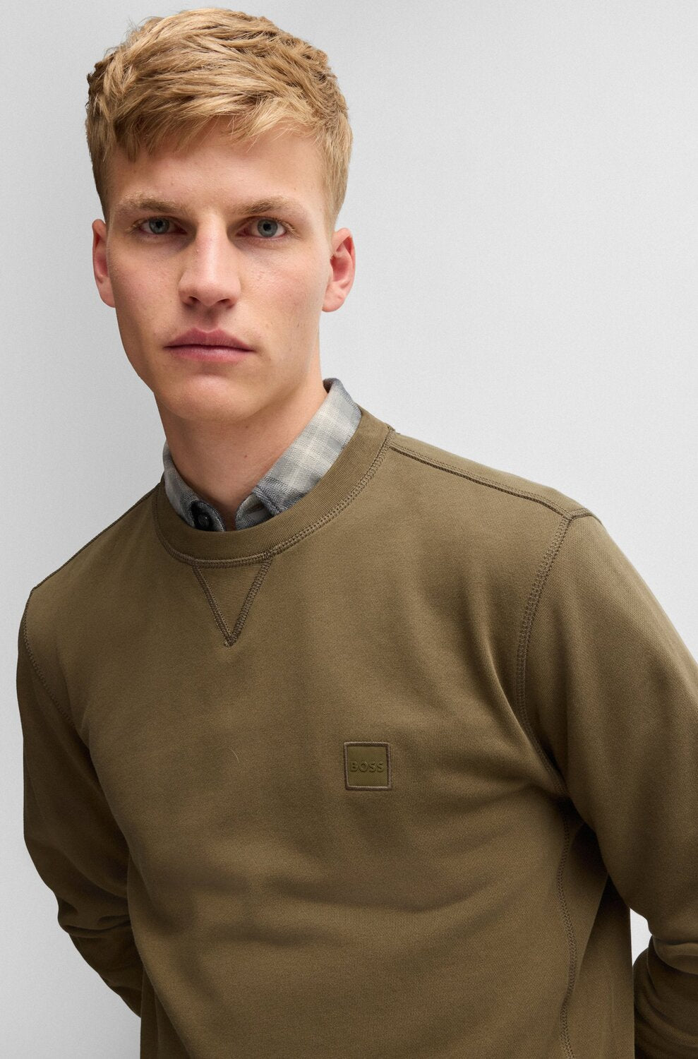 BOSS Orange Regular-fit sweatshirt -Kwaliteit: 100% Katoen-HEREN TRUIEN & VESTEN-Groen