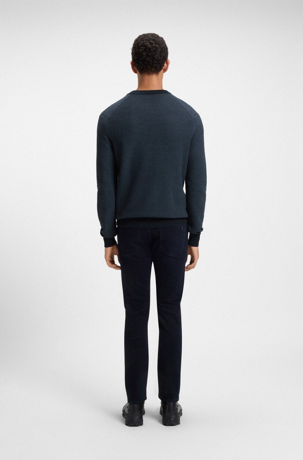 BOSS Orange Ronde Hals Trui – Blauw-85% katoen, 15% kapok-HEREN TRUIEN & VESTEN-Blauw