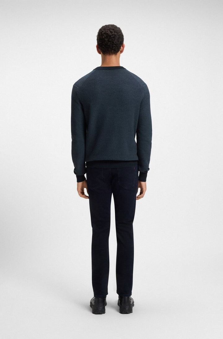 BOSS Orange Ronde Hals Trui – Blauw-85% katoen, 15% kapok-HEREN TRUIEN & VESTEN-Blauw