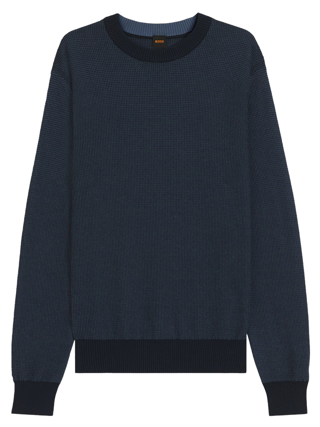 BOSS Orange Ronde Hals Trui – Blauw-85% katoen, 15% kapok-HEREN TRUIEN & VESTEN-Blauw