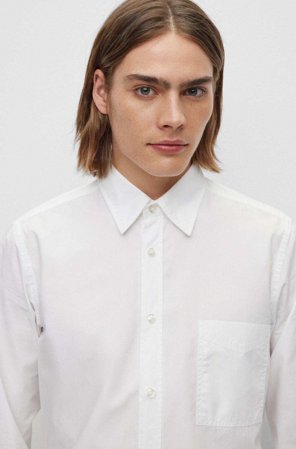 BOSS Orange shirt RELEGANT_6-100% katoen-HEREN SHIRTS-Wit