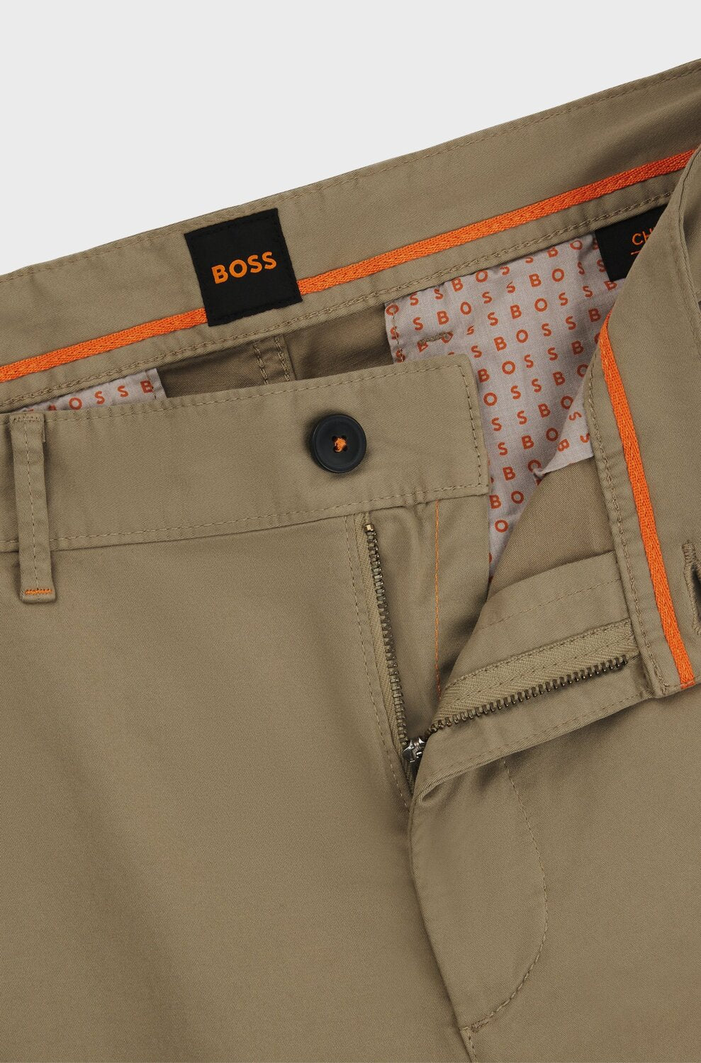 BOSS Orange slim fit chino katoensatijn-97% Katoen, 3% Elastan, Zakvoering: 65% Polyester, 35% Katoen-HEREN BROEKEN-Beige