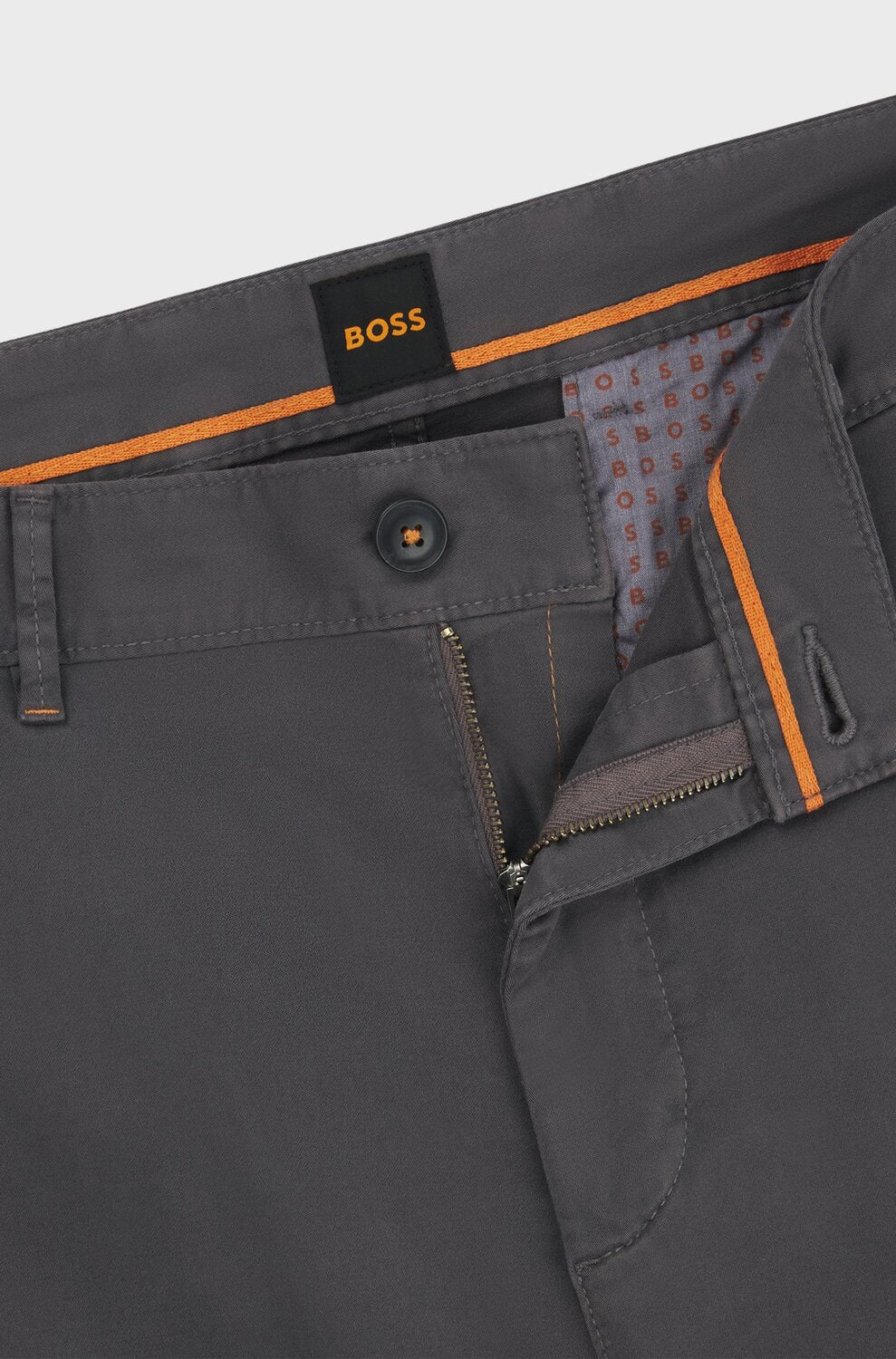 BOSS Orange slim fit chino katoensatijn-97% Katoen, 3% Elastan, Zakvoering: 65% Polyester, 35% Katoen-HEREN BROEKEN-Grijs