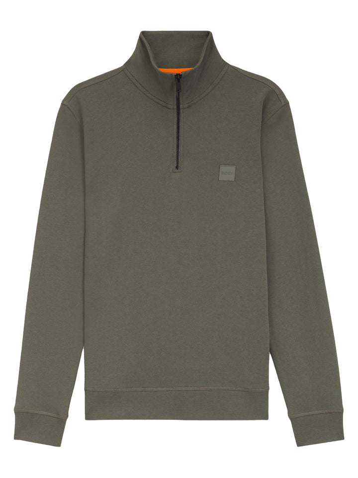 BOSS Orange Sweatshirt Zetrust Ritskraag – Grijs-100% katoen-HEREN TRUIEN & VESTEN-Grijs