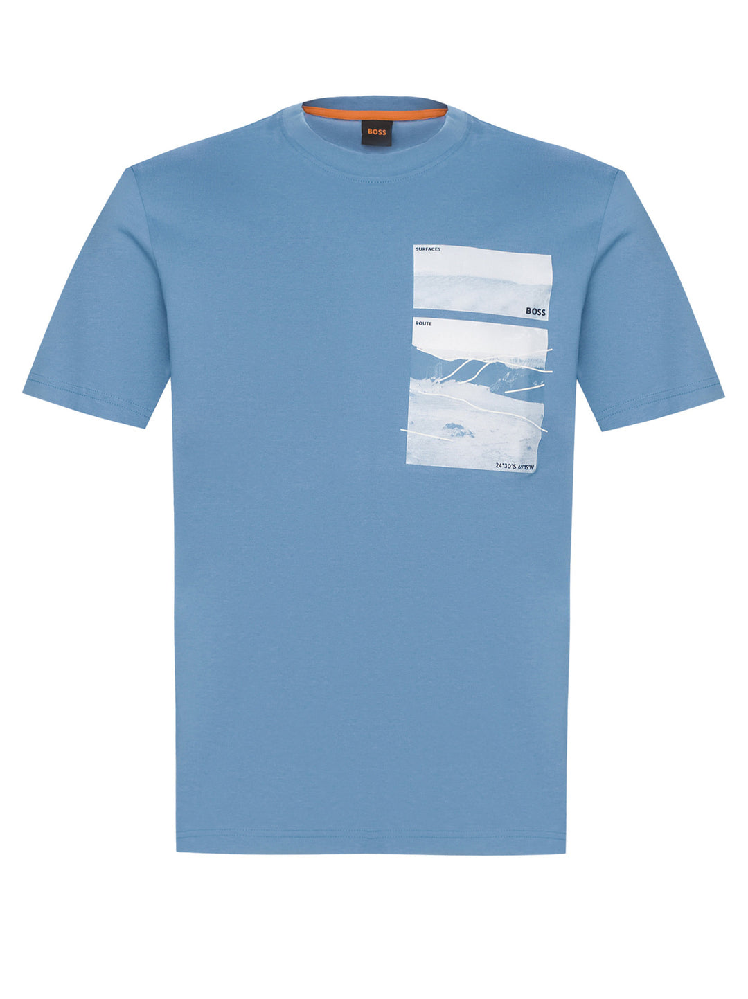 BOSS Orange T-shirt van katoenen jersey en artwork-100% Katoen-HEREN POLO'S & T-SHIRTS-Blauw