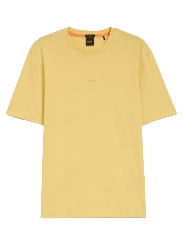 BOSS Orange Togn T-shirt – Geel-96% katoen, 4% elastaan-HEREN POLO'S & T-SHIRTS-Zilver